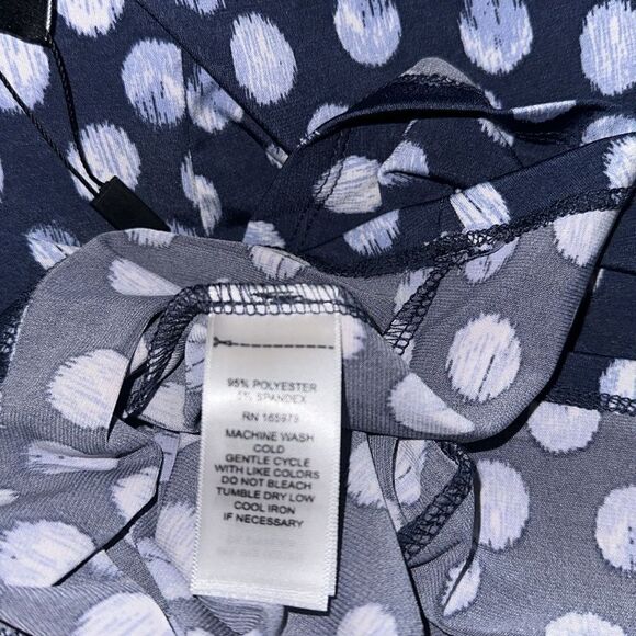 Cable & Gauge Navy Blue Polka Dota Short Sleeve Top Shirt Blouse Small S NWT - Picture 7 of 7